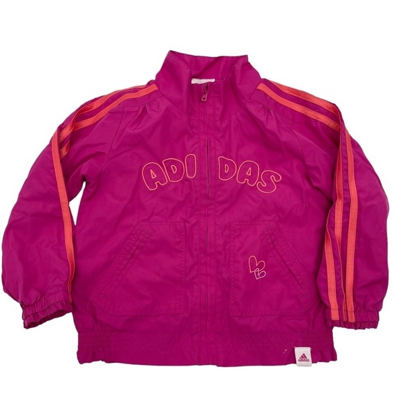 Adidas girls track jacket ruffle‎ pink full zip windbreaker size S - Picture 1 of 9